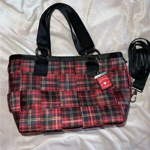 Harvey’s Seatbelt Handbags Tartan Plaid Carriage Ring Medium Tote EUC